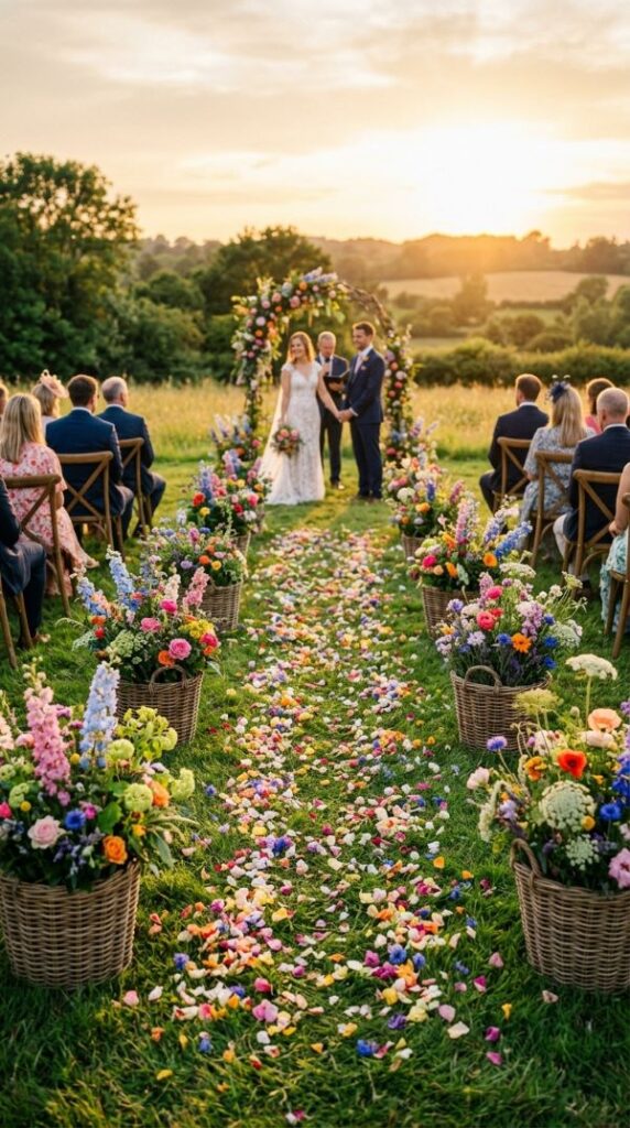 Flower-Lined Ceremony Aisle