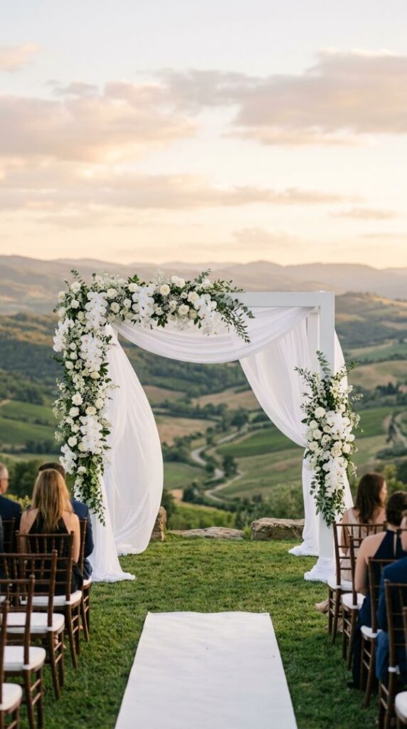 Minimalist White Arch for a Modern Ceremony
