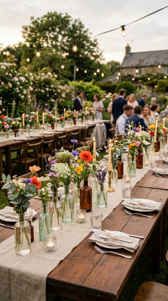 Mixed Glass Bottle Centerpieces