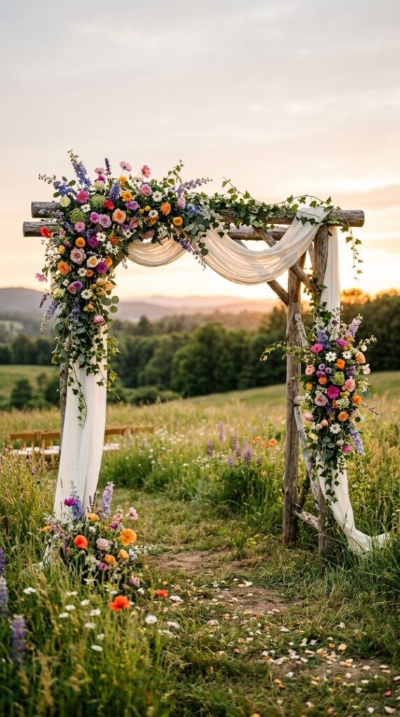 Rustic Wildflower Ceremony Arch