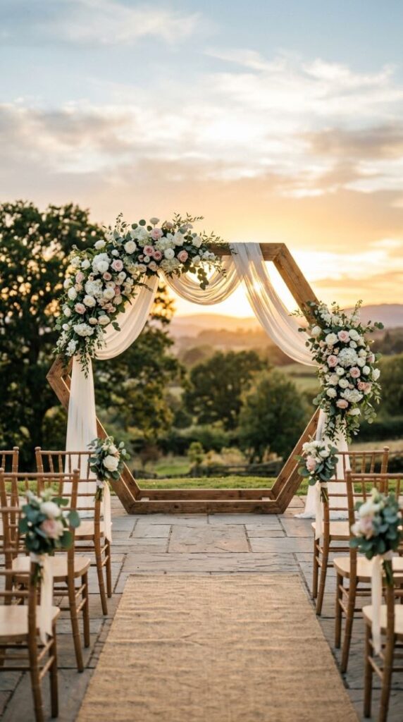 Elegant Hexagon Wedding Arch