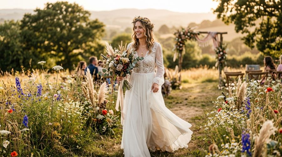 Boho Wedding Dresses That Feel Effortlessly Romantic & Dreamy
