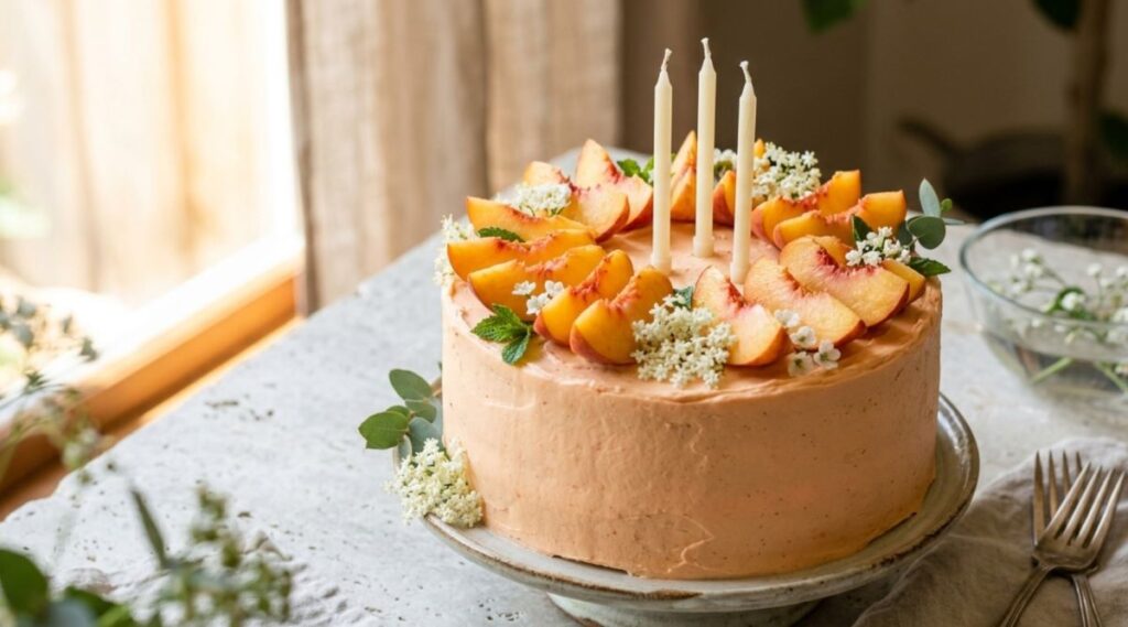 Peach Cake With Creamy Buttercream