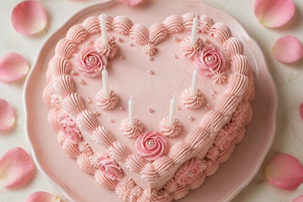 Soft Pink Vintage Heart Cake