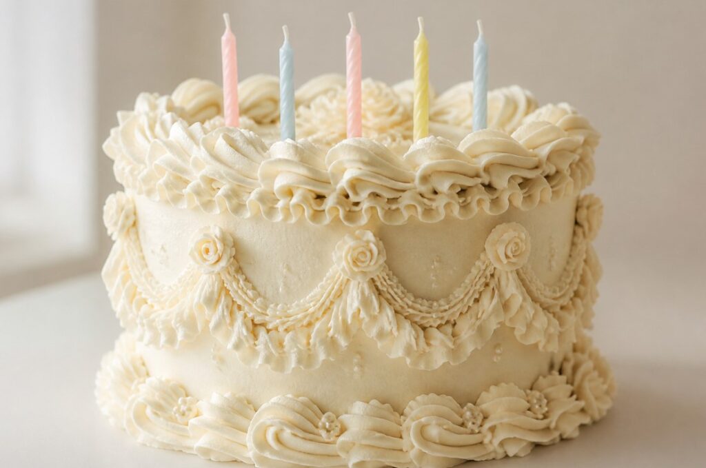 Vintage Piped Cake With Ruffles